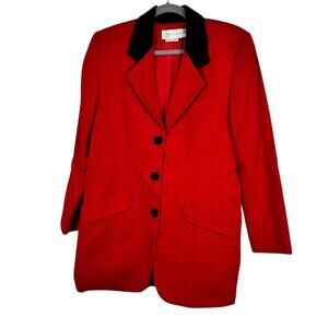 Casual Corner Red With Black Collar Wool Coat Size 12
